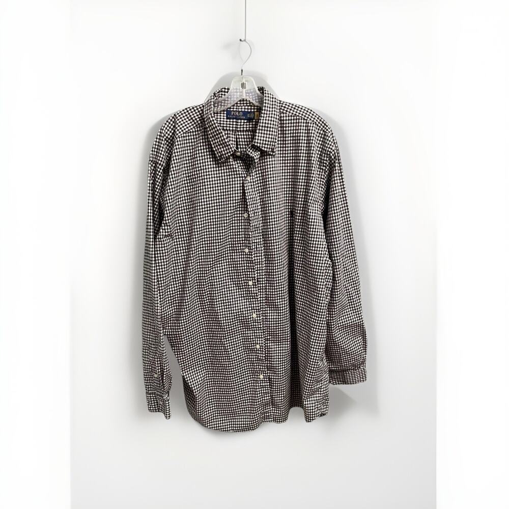 Ralph Lauren Black Plaid Checkered Button Down Shirt Mens Sz 2XLT Preppy Casual